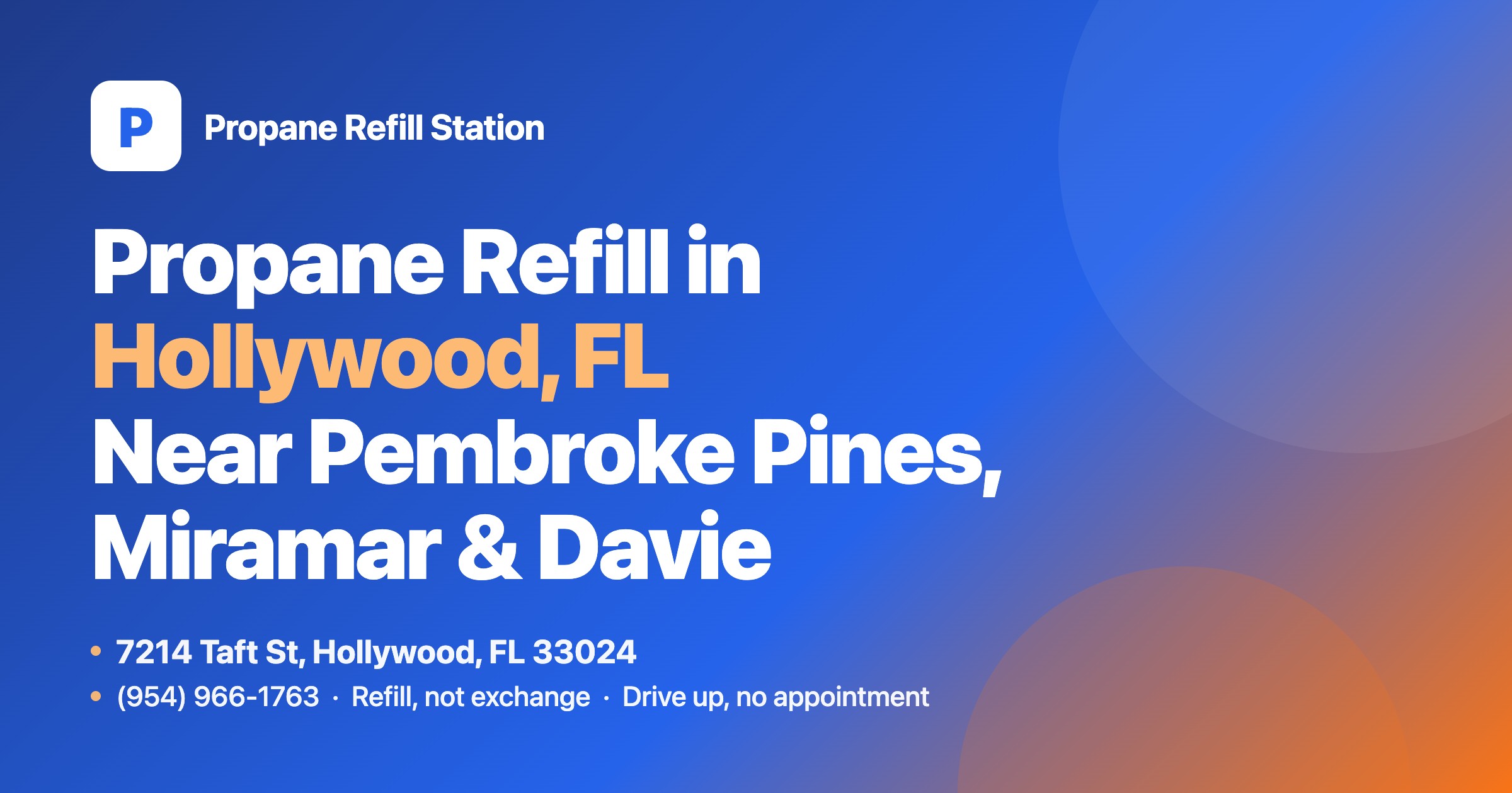Refill Stock Propane Refill Station Near Pembroke Pines & Hollywood, FL